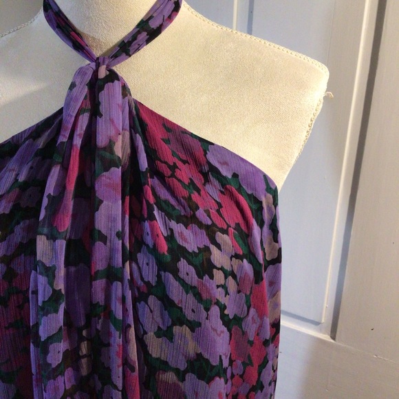 Walter Baker Purple Floral Chiffon Halter Dress NWOT - Picture 2 of 4